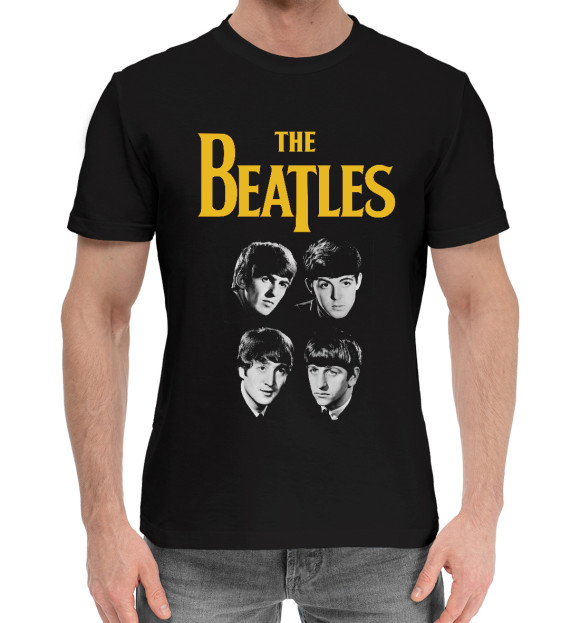 Мужская хлопковая футболка с изображением The beatles цвета Черный
