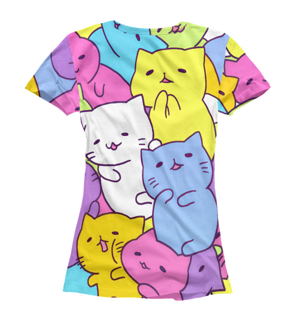 Женская футболка с изображением Милые котики цвета Белый