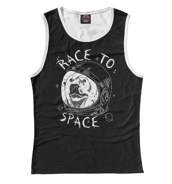 Майка для девочки с изображением Race to Space цвета Белый