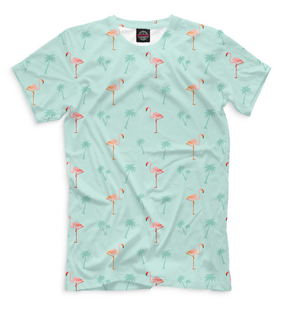 Мужская футболка с изображением Фламинго и пальмы цвета Бежевый