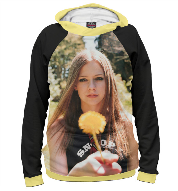 Женское худи с изображением Young Avril Lavigne цвета Белый