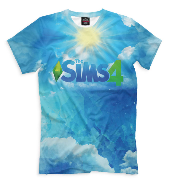 Мужская футболка с изображением The Sims цвета Грязно-голубой
