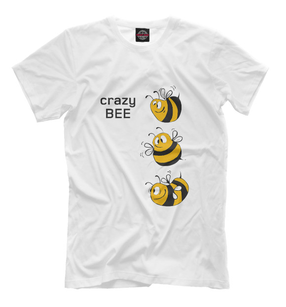 Футболка для мальчиков с изображением Сумасшедшая пчела цвета Молочно-белый