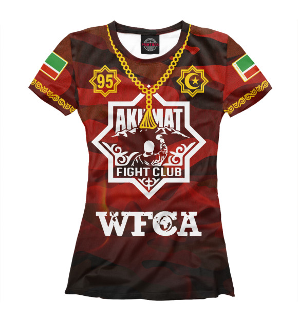 Женская футболка с изображением Akhmat Fight Club цвета Белый