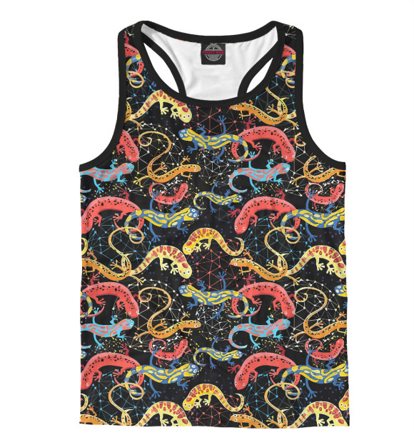 Мужская майка-борцовка с изображением Ящерицы цвета Белый