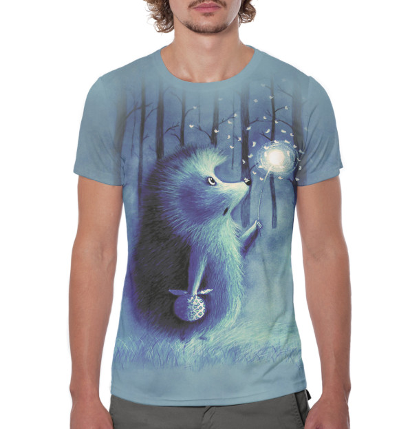 Мужская футболка с изображением Ёжики цвета Белый