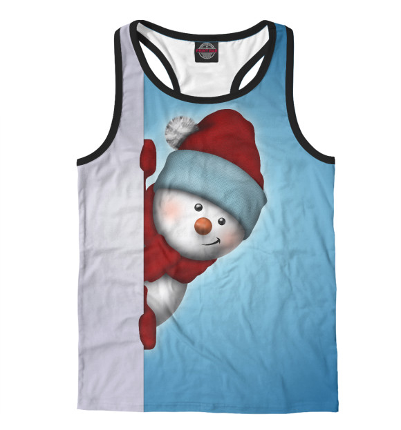 Мужская майка-борцовка с изображением Снеговик цвета Белый