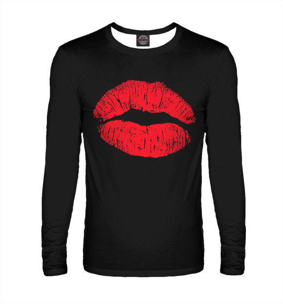Мужской лонгслив с изображением Отпечаток губ цвета Белый
