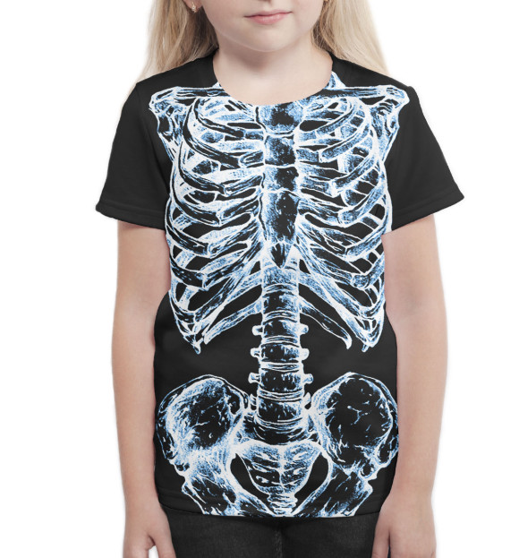 Футболка для девочек с изображением Скелет цвета Белый