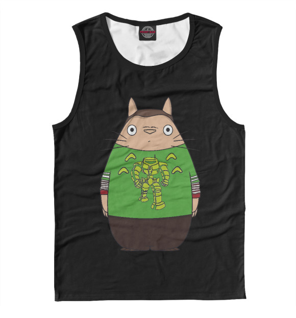 Мужская майка с притом Тоторо Шелдон цвета Белый Мужская майка с изображением Тоторо Шелдон цвета Белый