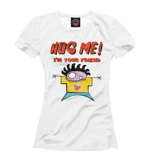 Футболка для девочек с изображением Hug me (обнимашки) цвета Белый