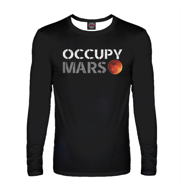 Мужской лонгслив с изображением Occupy mars цвета Белый