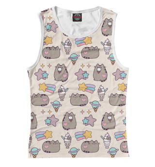 Майка для девочки Pusheen, Звезды и Мороженое