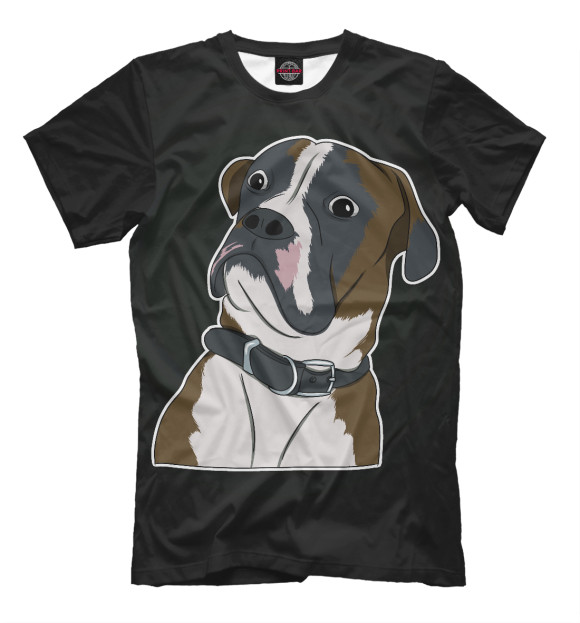 Мужская футболка с изображением Собака цвета Черный
