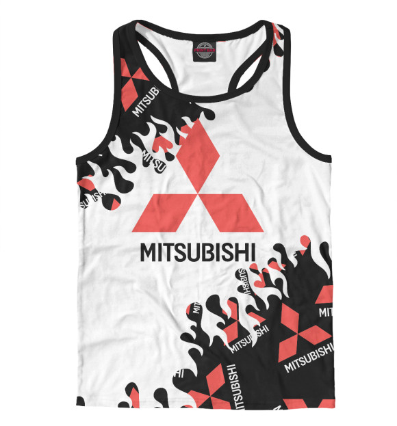 Мужская майка-борцовка с изображением Mitsubishi цвета Белый