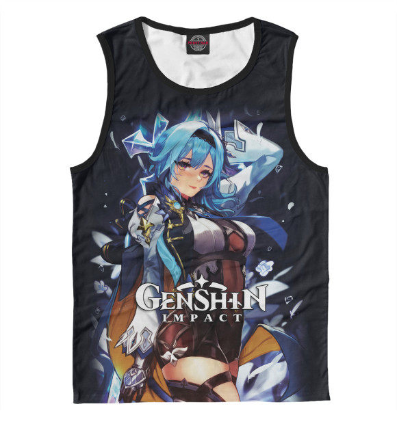 Мужская майка с изображением Eula \ Genshin Impact цвета Белый