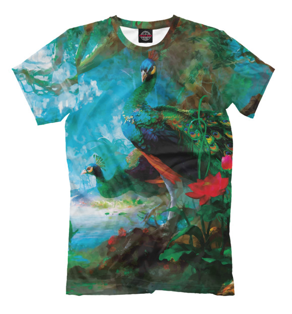 Мужская футболка с притом Павлины цвета Белый Мужская футболка с изображением Павлины цвета Белый