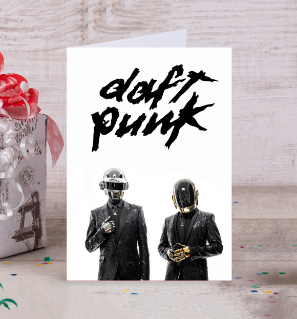 Открытка с изображением Daft Punk цвета Белый