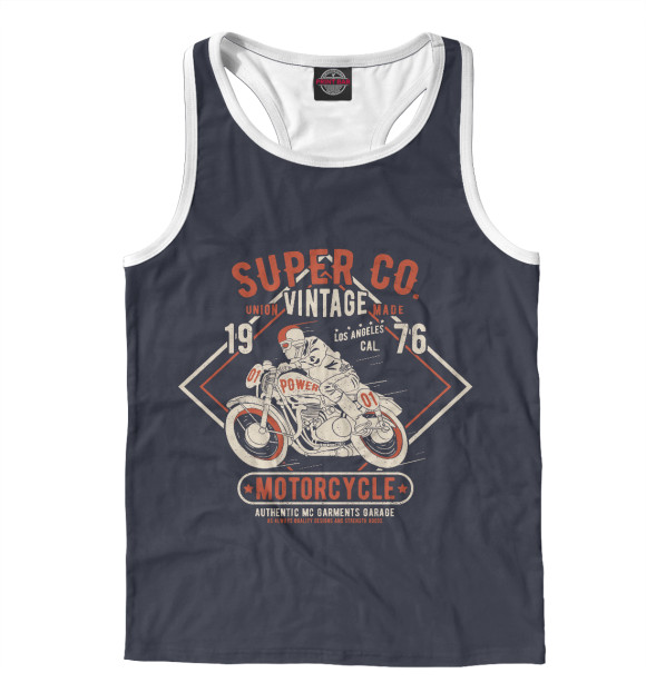 Мужская майка-борцовка с изображением Мотоциклист цвета Белый