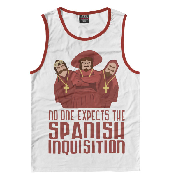 Майка для мальчика с изображением No one expects the Spanish inquisition цвета Белый