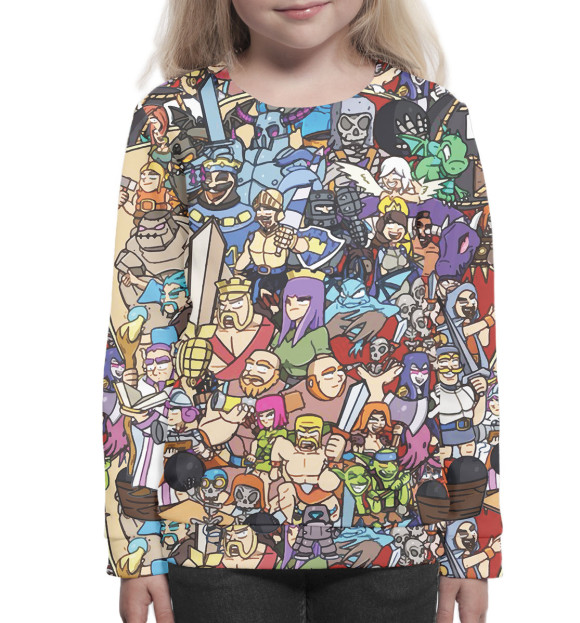 Свитшот для девочек с изображением Clash Royale цвета Белый