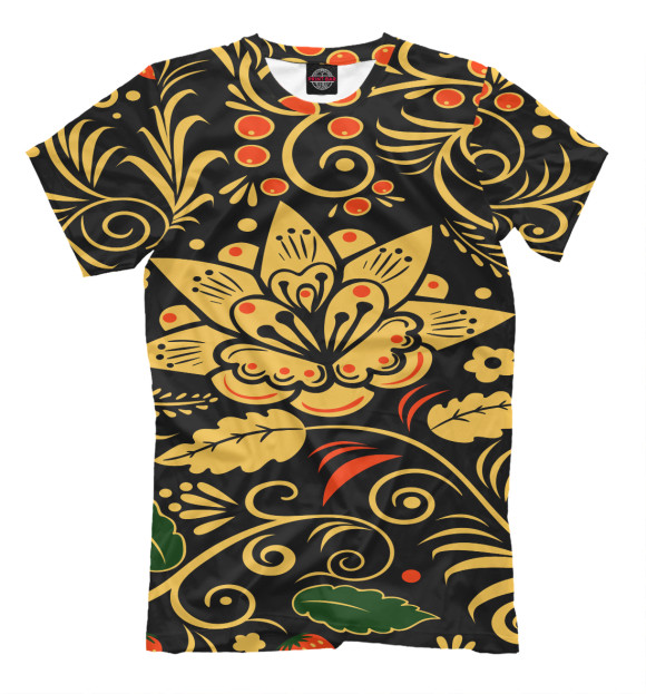 Футболка для мальчиков с изображением Хохлома цвета Молочно-белый