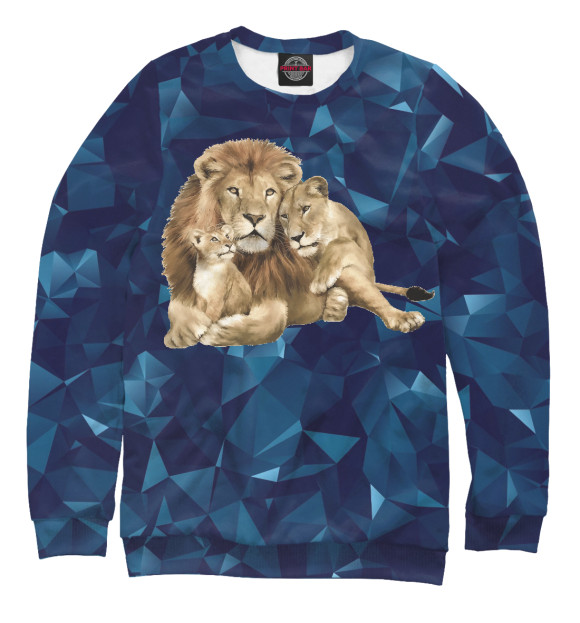 Женский свитшот с изображением Lion Family цвета Белый