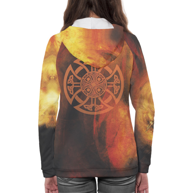 Женское худи с изображением Богатырь цвета Белый