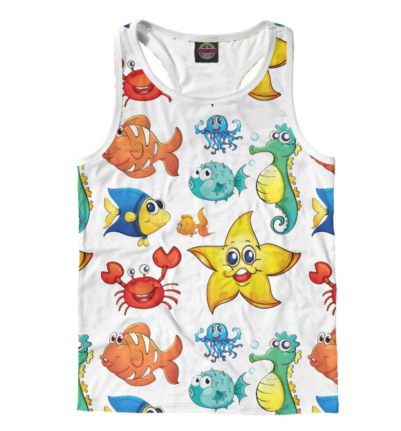 Мужская майка-борцовка с изображением Sea Friends цвета Белый