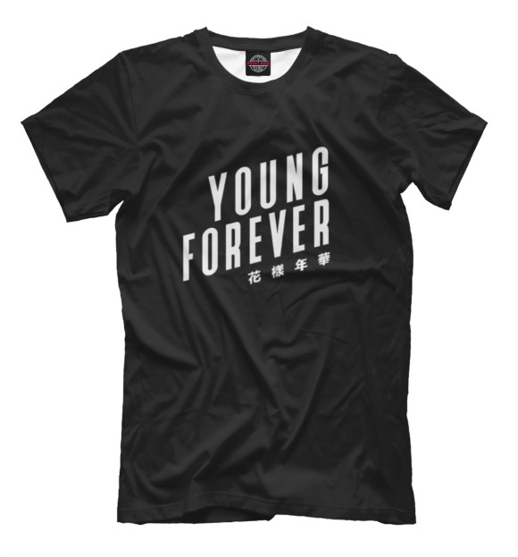 Футболка для мальчиков с изображением Young Forever цвета Черный