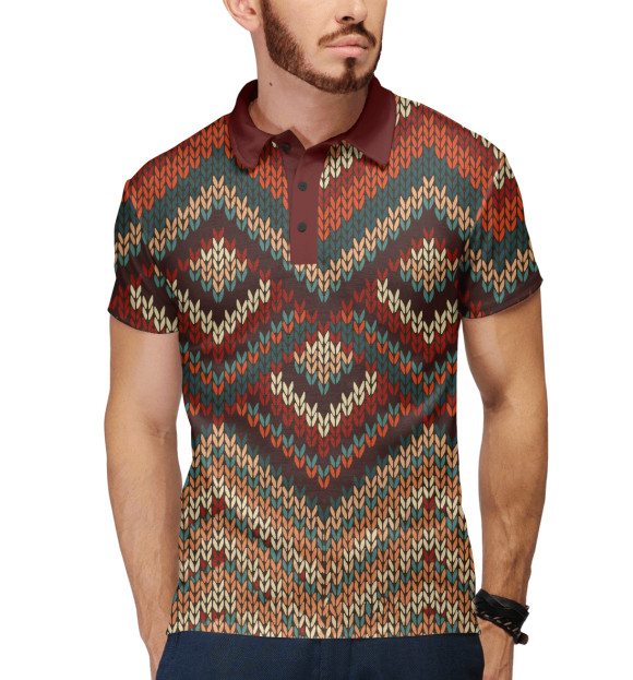 Мужское поло с изображением Вязаный свитер цвета Белый