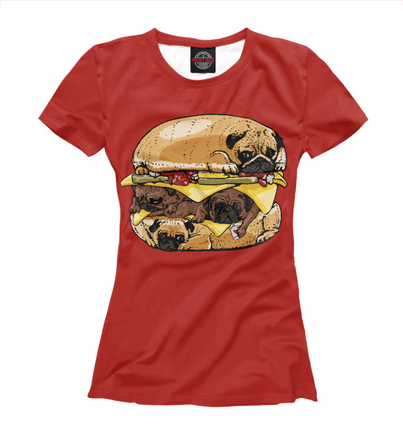 Женская футболка с изображением Dog Burger цвета Белый