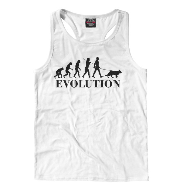 Мужская майка-борцовка с изображением Эволюция Собачника цвета Белый