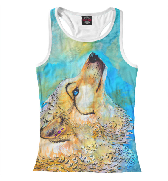 Женская майка-борцовка с изображением Волчица цвета Белый