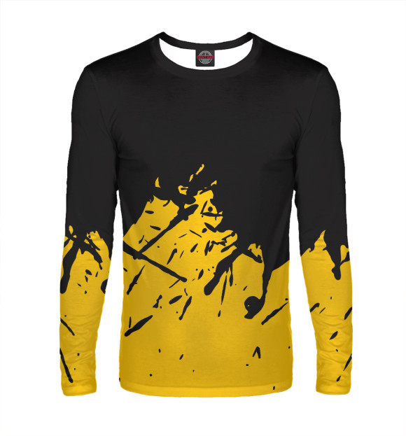 Мужской лонгслив с изображением Желтая краска цвета Белый