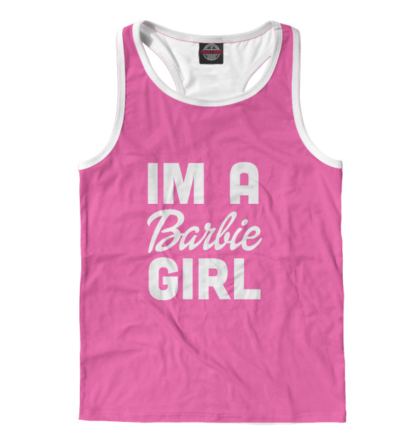Мужская майка-борцовка с изображением IM A Barbie GIRL цвета Белый