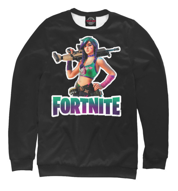 Свитшот для мальчиков с изображением Fortnite - Girl with Gun цвета Белый