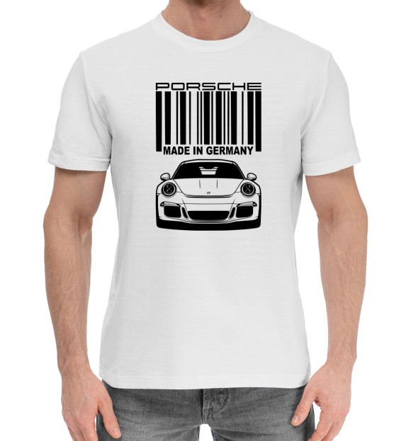 Мужская хлопковая футболка с изображением Porsche цвета Белый