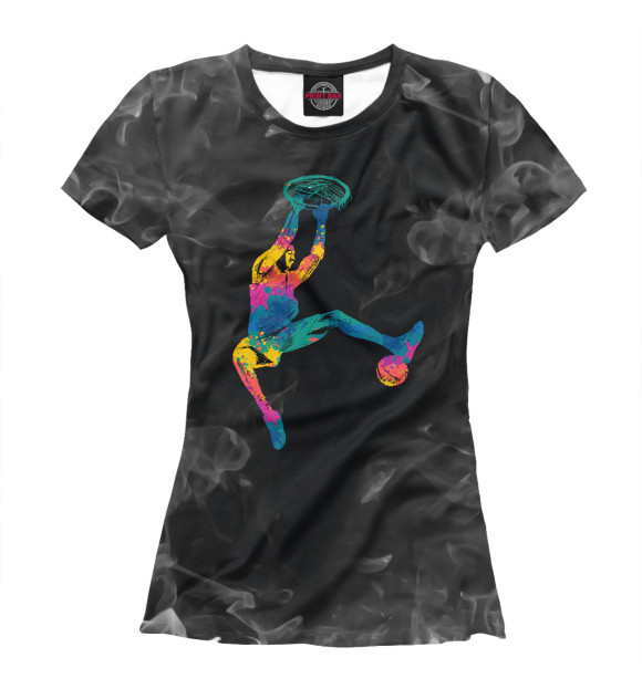 Футболка для девочек с изображением Basketball Dunk Colorful цвета Белый