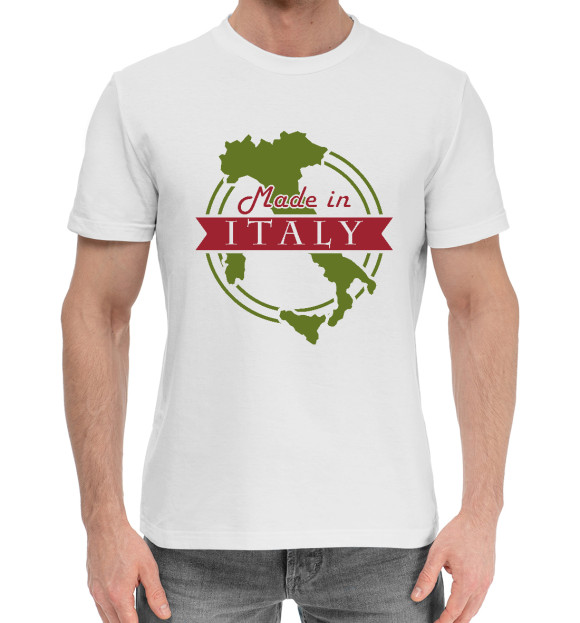 Мужская хлопковая футболка с изображением Made In Italy цвета Белый