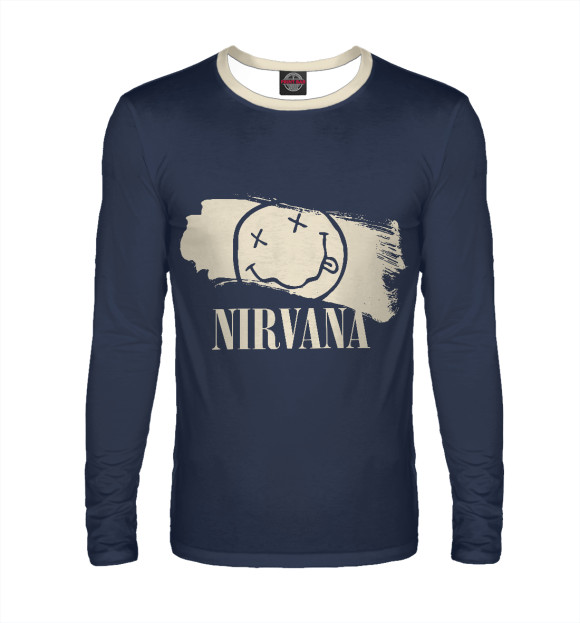 Мужской лонгслив с изображением Nirvana цвета Белый