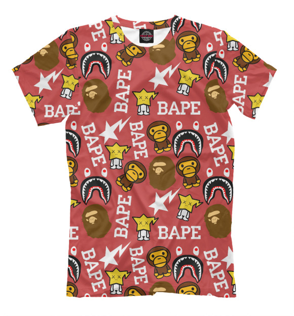 Футболка для мальчиков с изображением Bape Pattern цвета Светло-коричневый