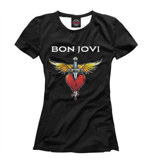 Женская футболка с изображением Bon Jovi цвета Белый