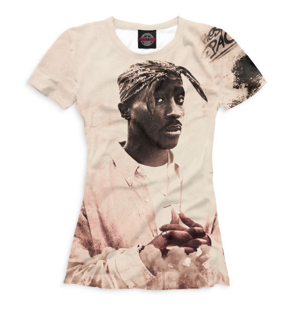 Женская футболка с изображением 2Pac цвета Белый