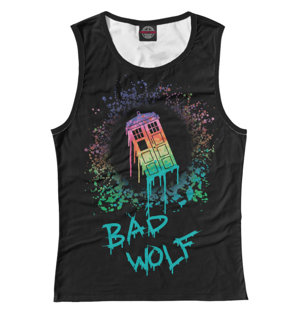 Женская майка с изображением Bad wolf цвета Белый