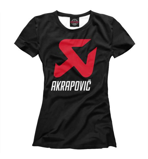 Женская футболка с изображением Akrapovic цвета Белый