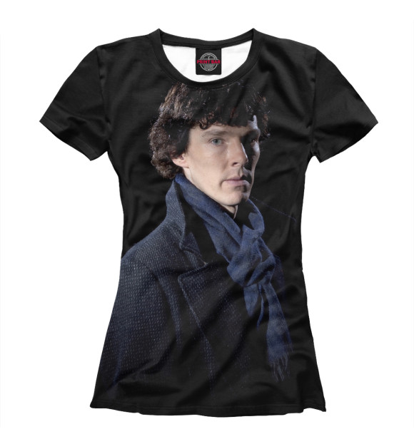Женская футболка с изображением Sherlock цвета Белый