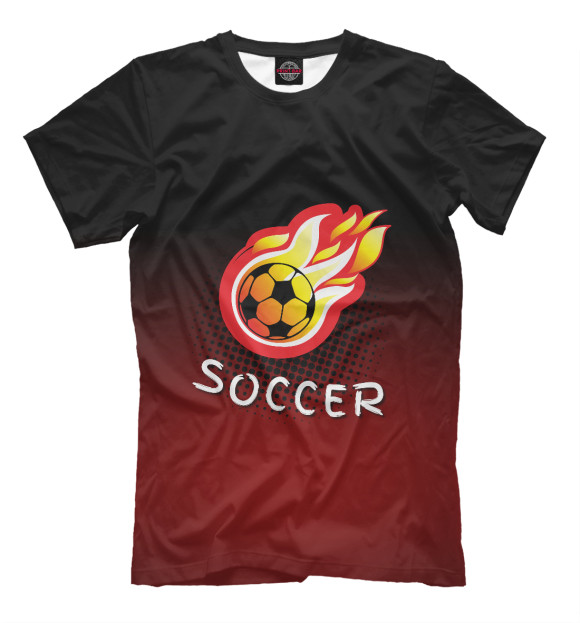 Мужская футболка с изображением Soccer цвета Черный