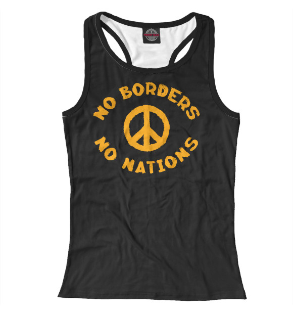 Женская майка-борцовка с изображением No borders No nations цвета Белый
