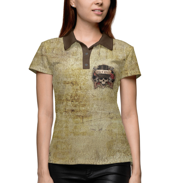 Женское поло с изображением Guns N’ Roses цвета Белый